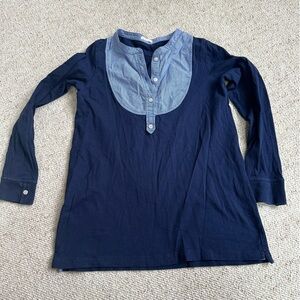 J.Crew Crewcuts Girls Navy Blue Long Sleeve Blouse